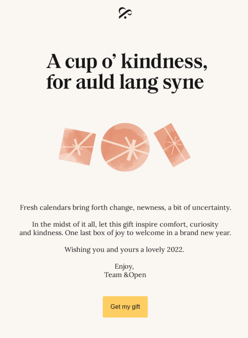 A cup o' kindness new year message